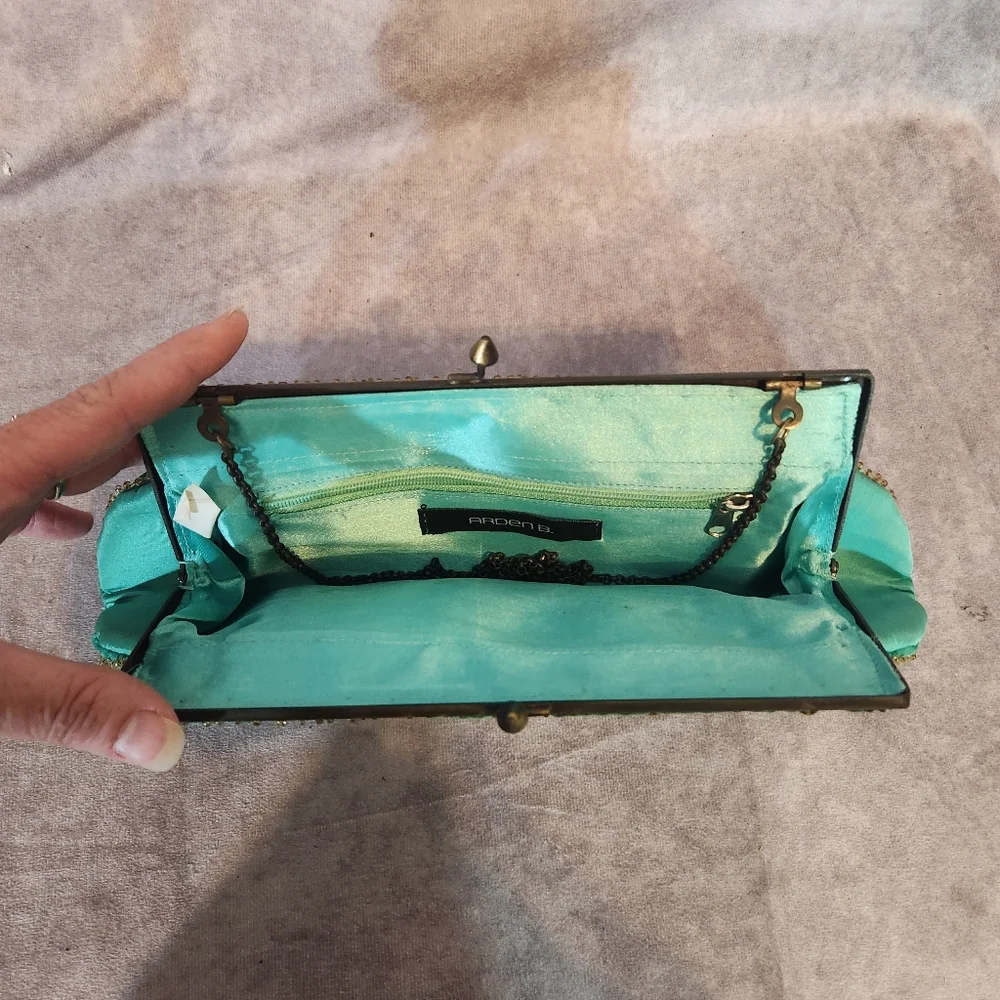 Elegant Green Floral Sequined Clutch‎ Arden B.